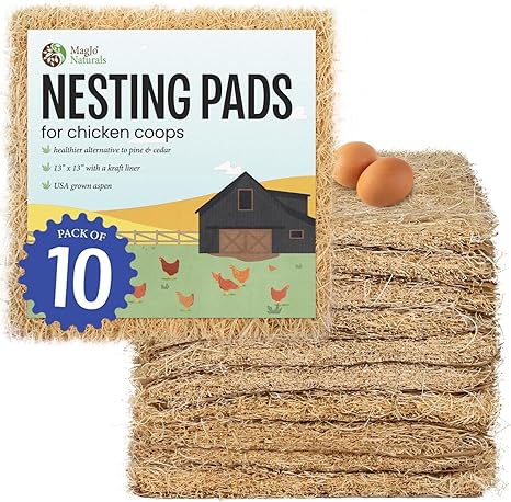 Photo 1 of MagJo Premium Aspen 10 Pads Excelsior Nesting Liners (10 Pads), chicken bedding for nesting box, nesting pads box liners, chicken bedding for coop, chick bedding, USA Grown & Sustainably Harvested