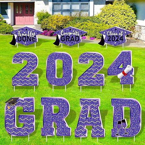 Photo 1 of 2024 Graduation Yard Sign Decorations Congrats Grad Yard Signs Graduation Yard Lawn Graduation Waterproof Decorations Outdoor Congrats Graduation Party Decoration Supplies(Purple)
