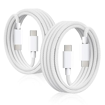 Photo 1 of 2 Pack Iphone 15 Carplay Apple Cable USB C to USB C Woven Cable for 15, 15 Pro Max, 15 Plus, iPad Pro 12.9/11,iPad Air 5/4,Mini 6th Gen Car Charger MacBook?Air Pro,Samsung Galaxy,Pixel 8 Charging Cord