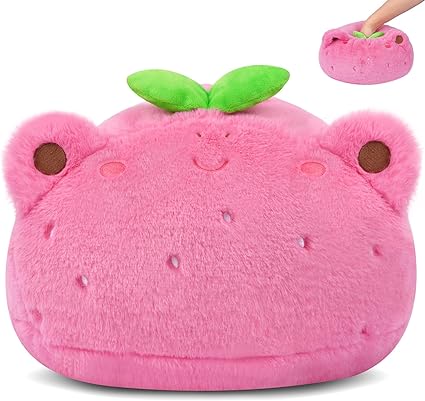 Photo 1 of Pink Frog Plush Pillow,12in Frog Stuffed Animal, Fuzzy Cute Stuffed Frog, Kawaii Stuffed Frog Plush Toy Doll,Frog Stuffed Plushie for Kids Birthday,Christmas
