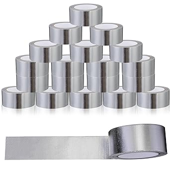 Photo 1 of Tenceur 18 Pack Silver Aluminum Tape 2 Inch x 65 Feet (3.9 Mil) Fiberglass Foil Tapes Insulation Adhesive Metal High Temperature Thermal Duct Tape for Ductwork Dryer Vents, Wrap Pipe, Repair Ducting 
