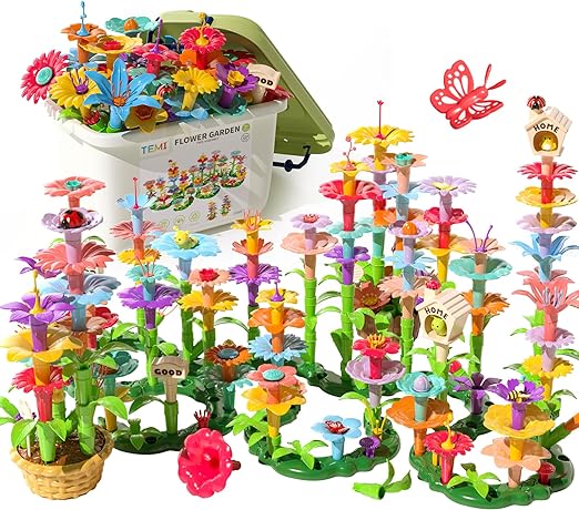 Photo 1 of TEMI 224 PCS Flower Garden Building Toys for Girls Toys, Educational STEM Toy and Preschool Garden Play Set for Toddlers 3 4 5 6 7 Year Old Kids Boys Girls, Flower Stacking Toys for Kids Age 3-6
