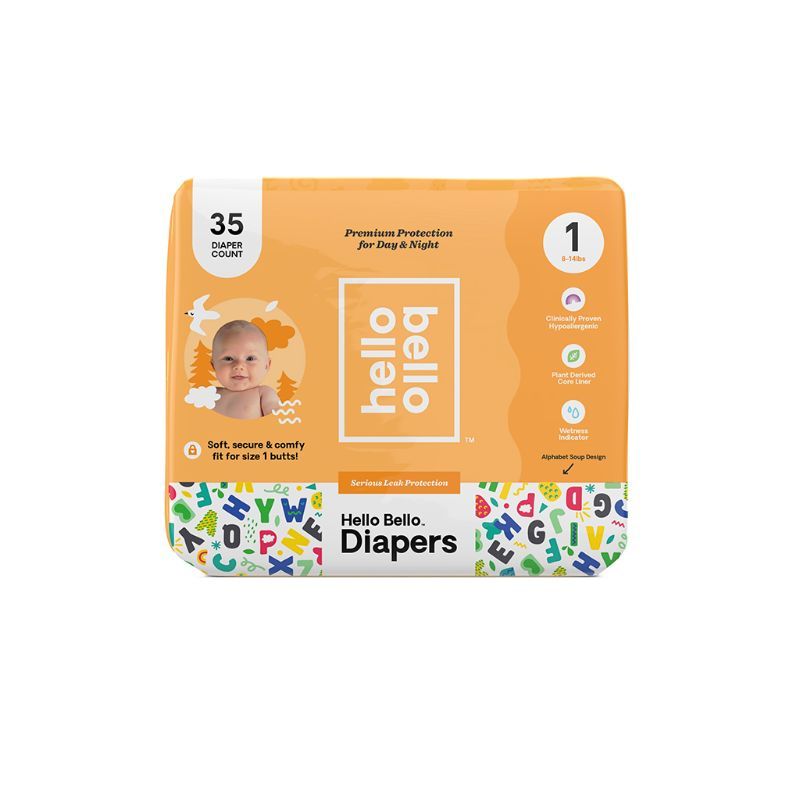 Photo 1 of Hello Bello Diapers, Alphabet Soup Design, 1 (8-14 lbs) - 35 diapers