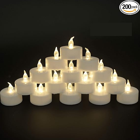 Photo 1 of 200Pack Battery Tea Lights Candles - LED Tea Lights Realistic Bright Flickering Holiday Gift Operated Flameless LED Tea Light for Festival& Celebration Warm White Battery Powered(sets of 100*2) 