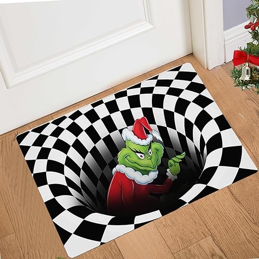 Photo 1 of 3D Illusion Doormat - Christmas Visual Welcome Door Mat- Christmas Decorations Indoor Outdoor Entrance Home Holiday Party Rug for Door Mat(Black, 20 × 31.5 inch)

