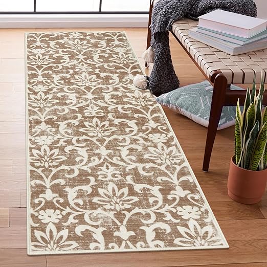 Photo 1 of Lanffia Vintage Runner Rug 2'x6' Hallway Runner Rug Washable Kitchen Runner Rugs with Non-Slip Backing Soft Faux Wool Low Pile Carpet Runner for Entryway Indoor Kitchen Laundry Bedroom?Khaki
