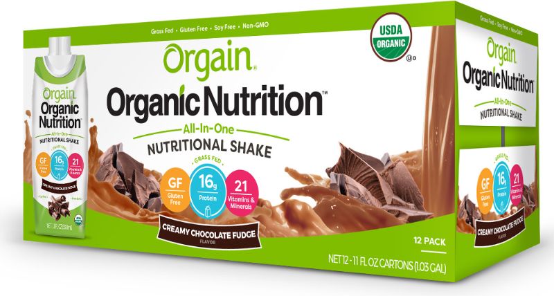 Photo 1 of EXP 02/14/2025 Orgain Organic Nutritional Shake, Creamy Chocolate Fudge - 12 pack, 11 fl oz cartons
