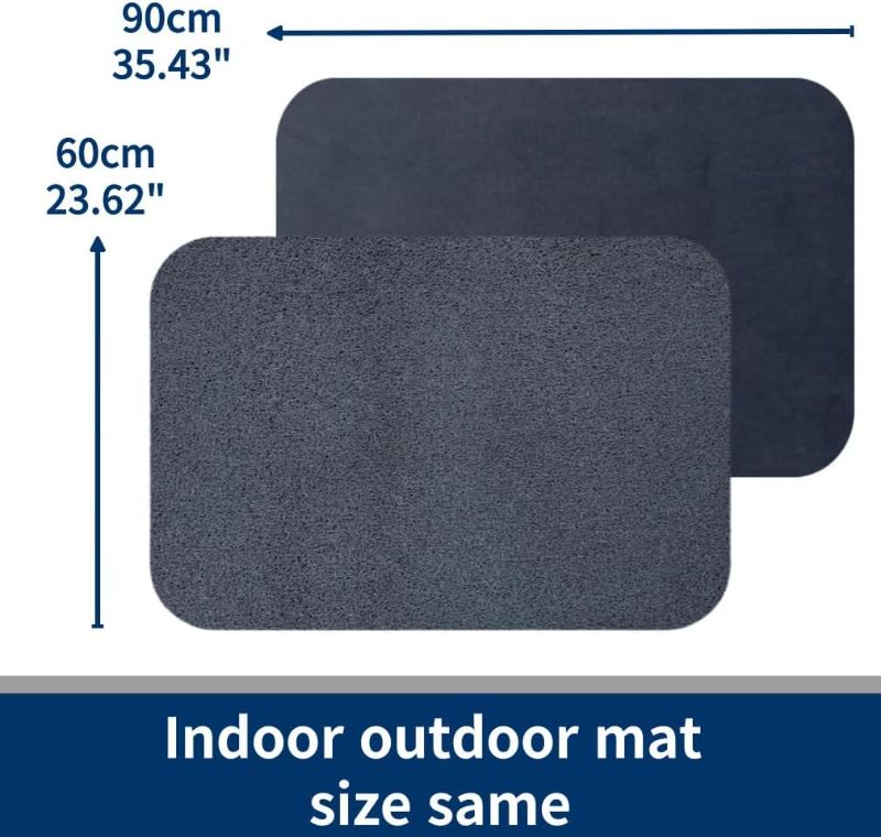 Photo 1 of 2Pack in door mat Outdoor doormats Set - 24"x36"Dark Grey Nylon Fabric - Soft Backing PVC - Anti-Slip - Oval Border - 1L Water Absorption - floor mats - front door mat - welcome mat
