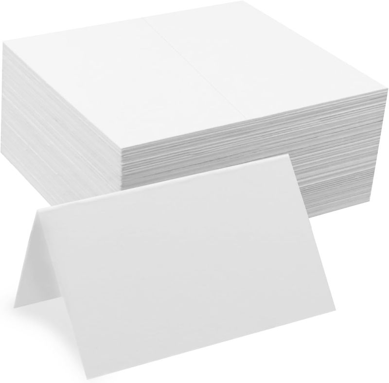 Photo 1 of 120 Pcs Blank Place Cards for Table Seting - Name Cards White, Table Place Cards for Dining, Party, Wedding, Tent Cards Fold 3.5×2 Inches 