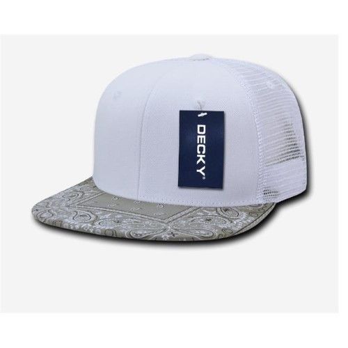 Photo 1 of  1083-WHTGRY Bandanna Trucker Caps - White , Grey 