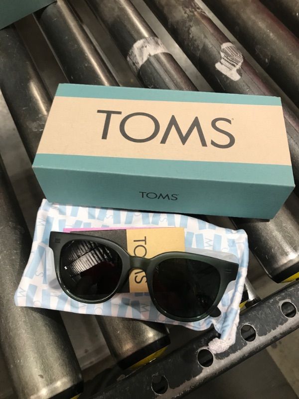 Photo 2 of  TOMS Women's Round Sunglasses, Matte/Shiny Spruce Crystal Fade, 52-23-148 