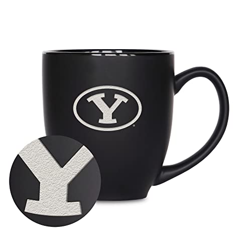 Photo 1 of  Rico Industries NCAA BYU Cougars Main 15oz Laser Engraved Matte Black Ceramic Bistro Mug - for Hot or Cold Drinks 