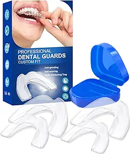Photo 1 of BOPONA Mouth Guard, 4 Pack Moldable Mouth Guard for Clenching Teeth at Night with Hygiene Case, Night Guard for Teeth Grinding (2 Regular & 2 Heavy Duty)