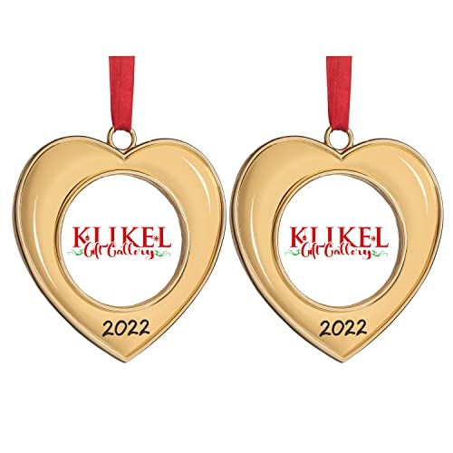 Photo 1 of Picture Ornament for Christmas Tree 2022 - Heart Picture Frame Ornament for Tree - 2022 Picture Frame Gold Christmas Ornament - Set of 2-2022 Christma