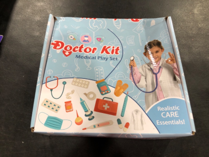 Photo 1 of Doctor Costume for Kids Dress Up Clothes for Girls 4-6,Doctor Scientist Lab Coat Nurse Scrubs for Role Play,Doctor Kit for Toddlers 3-5,Pretend Play Christmas-Birthday-Party Gift Ideas