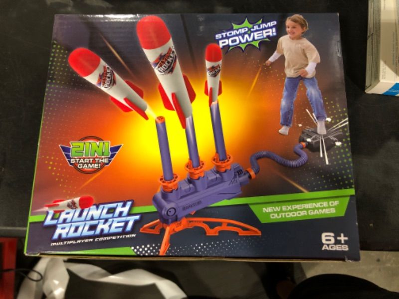 Photo 1 of Rocket Launcher for Kids, ???? ??? 2 Flight Modes-Handheld Stomp Air Rockets, Fun Outdoor Game Toys-4 High Flying Foam Rockets, Birthday Gift for Boys Girls Toddler Ages 3+ Year Old