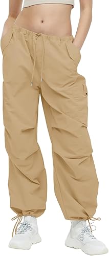 Photo 1 of SySea Women's Cargo Jogger Pants Baggy Elastic High Waisted Drawstring Y2K Parachute Pants with Pockets SIZE 2XL