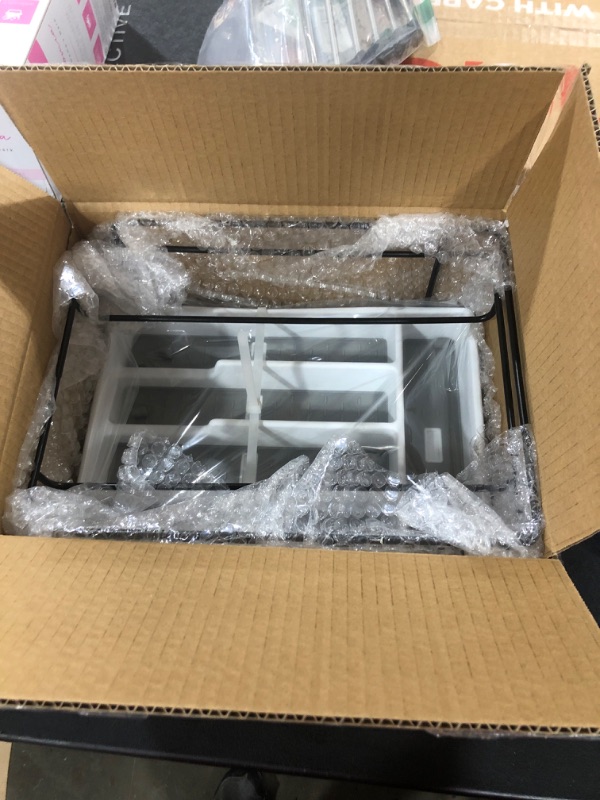 Photo 1 of 2 Pieces Plastic Silverware Organizer with Steel Rack, Grey