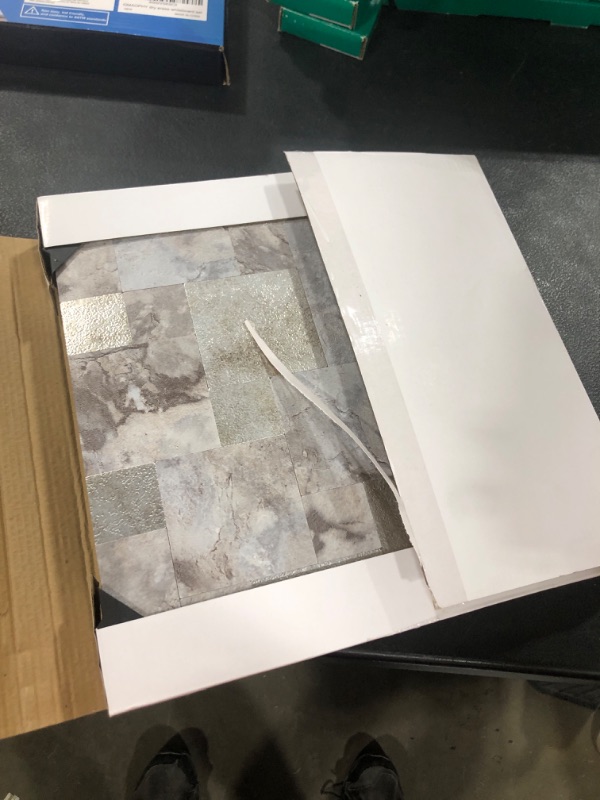 Photo 1 of 10 Packs Transform Your Kitchen and Bathroom with Peel and Stick Marble Tiles - Self Adhesive 11.8" X 11.8" PVC Mixed Metal Backsplash Tiles for Easy Installation and Stylish Design 