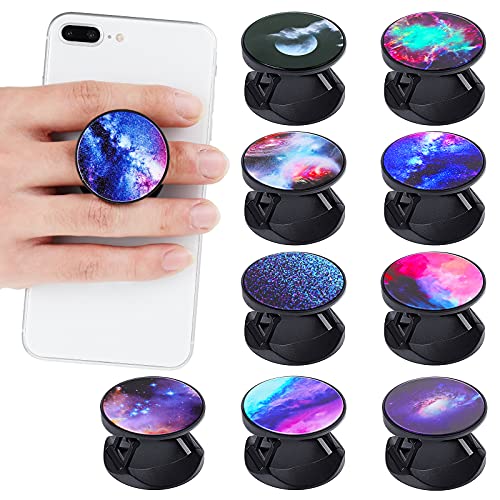 Photo 1 of 9 Pieces Cell Phone Grip Holder Colorful Collapsible Phone Holder Self-Adhesive Sublimation Phone Holders for Smartphone and Tablets (Nebula)