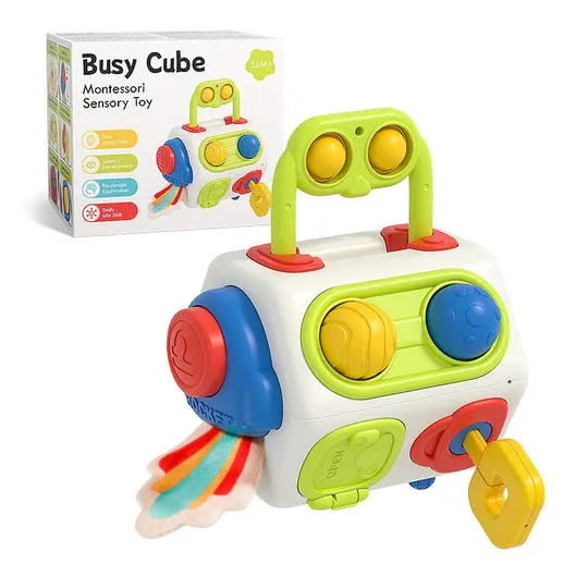 Photo 1 of 9-in-1 Busy Cube - Montessori Sensory Toys for Babies and Toddlers (1-3 Years Old)
