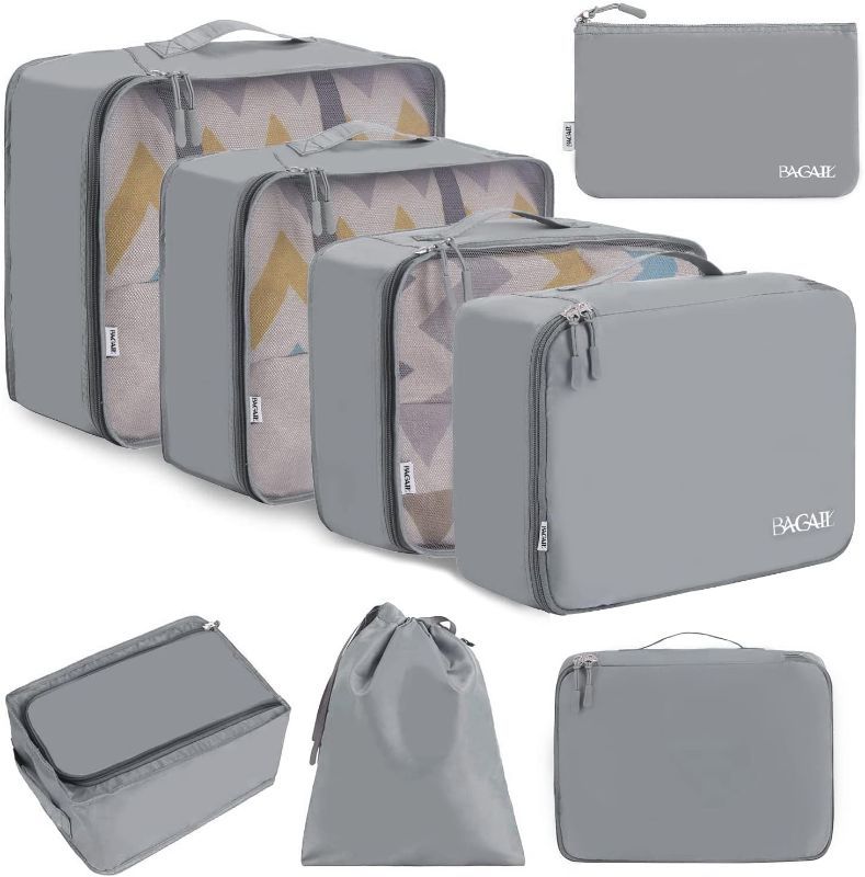 Photo 1 of BAGAIL 8 Set Packing Cubes Luggage Packing Organizers for Travel Accessories-Pewter Color
