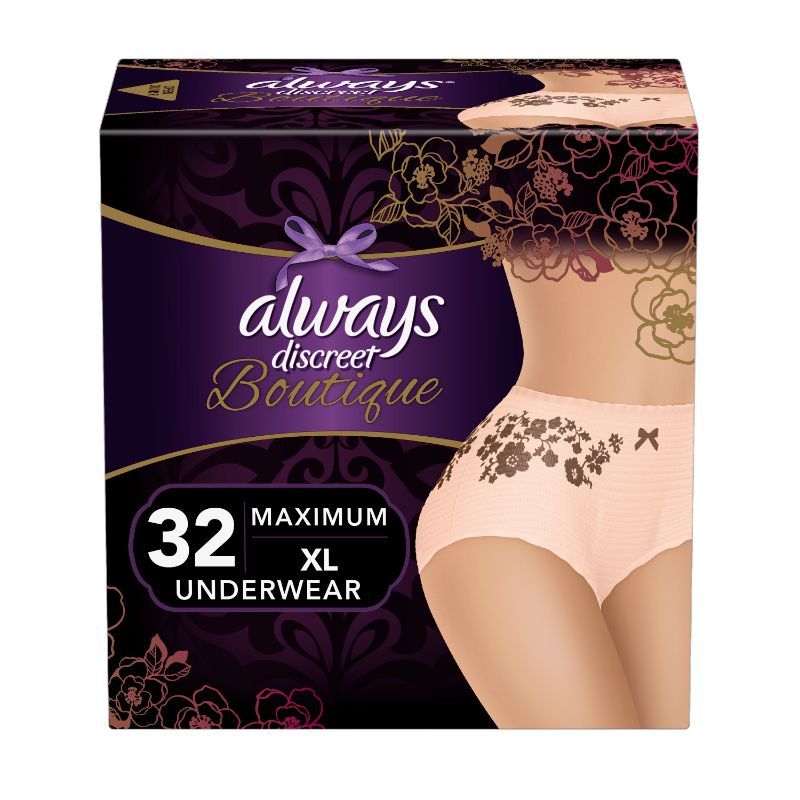 Photo 1 of Always Discreet Boutique Incontinence and Postpartum Underwear, Maximum Protection X-Large, Rosy - 16.0 Ea
