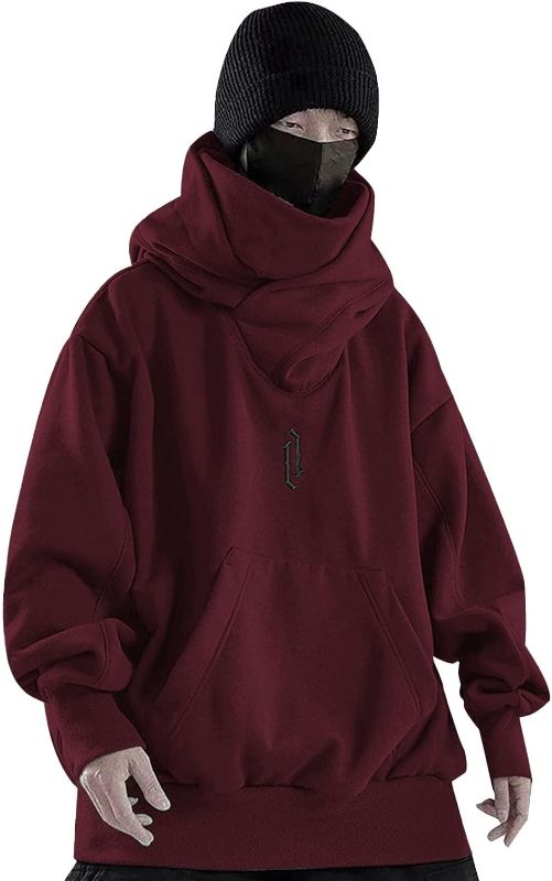 Photo 1 of Alalaso Ninja Hoodie Men Double Neckline Cotton Pullover Windproof Warm Japanese Assassin-Style Sweatshirt for Men and Women size s