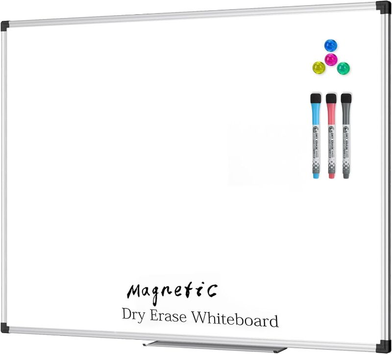 Photo 1 of XBoard Large Magnetic Dry Erase Whiteboard 48 x 36 Inch, 4' x 3' Big Premium White Board for Wall with Marker Tray | Silver Aluminum Frame Presentation Board for Home Office Classroom
