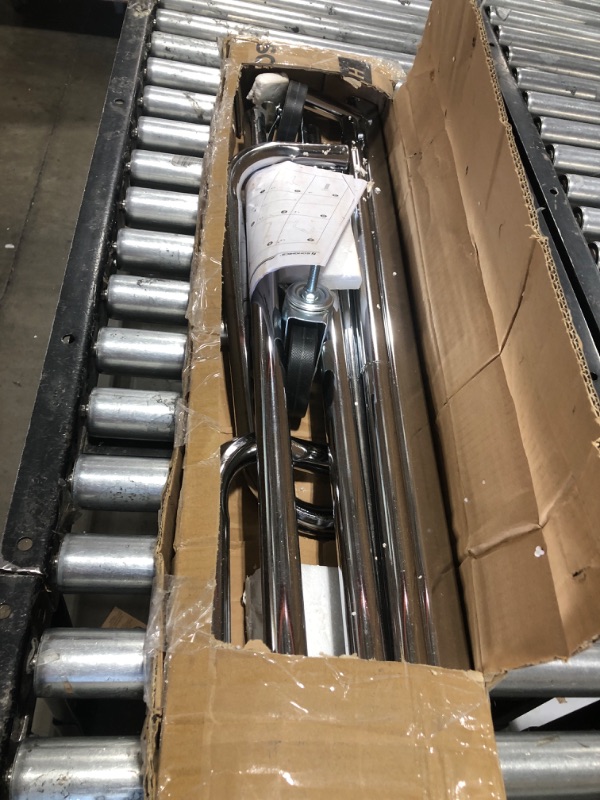 Photo 1 of SONGMICS Clothes Rack with Wheels, Heavy-Duty Garment Rack with Extendable Hanging Rod, 300 lb Load Capacity, Clothing Rack for Hanging Clothes, All Metal, Chrome-Plated, Silver UHSR11S