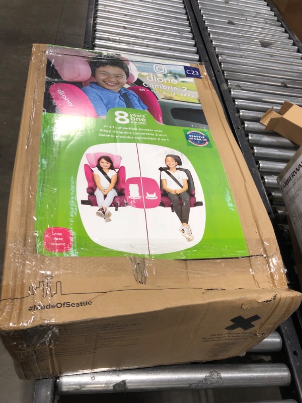 Photo 3 of Diono Cambria 2 XL 2022, Dual Latch Connectors, 2-in-1 Belt Positioning Booster Seat, High-Back to Backless Booster with Space and Room to Grow, 8 Years 1 Booster Seat, Pink NEW! Pink