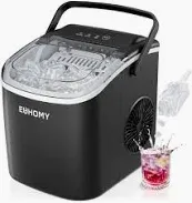 Photo 1 of EUHOMY Countertop Ice Maker Machine with Handle, 25.5lbs in 24Hrs, 9 Ice Cubes Ready in 6 Mins, Auto-Cleaning Portable Ice Maker with Basket and Scoop, for Home/Kitchen/Camping/RV. (Silver) 25.5lbs new silver 1