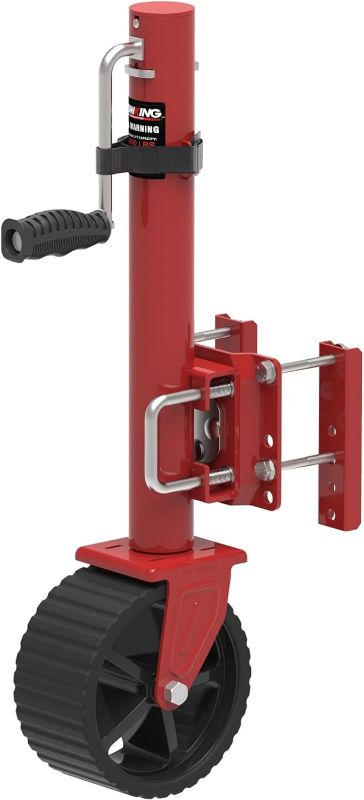 Photo 1 of TOWKING 8-inch Wheel Trailer Jack, 13" Vertical Movement, 2000 lbs, for RV, Boat, Trailer and More, Red 