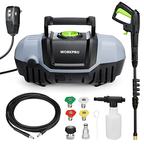 Photo 1 of WORKPRO Compact Pressure Washer, 1900 Max PSI 1.8 GPM 12-Amp Electric High Pressure Washer with 4 Nozzles, Soap Applicator and Pressure Washer Hose, P
