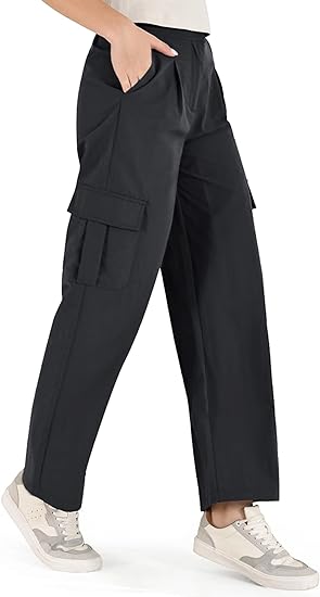 Photo 1 of  Cargo Pants Women Casual Wide Leg Pants High Waisted Black Streetwear Baggy Travel Y2K Hiking Trousers size 30x40