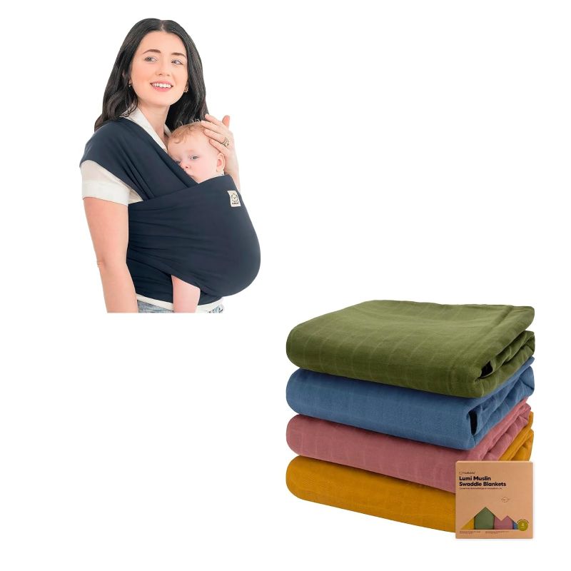 Photo 1 of KeaBabies Baby Wrap Carrier and 4-Pack Muslin Swaddle Blankets for Baby Boys, Girls - All in 1 Original Breathable Baby Sling, Baby Blankets for Girl, Boy
