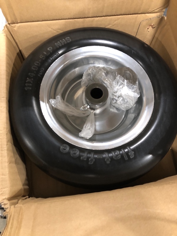 Photo 1 of Flat Free Tire and Wheel, Replacement Solid Lawn Mower Tires with Rim