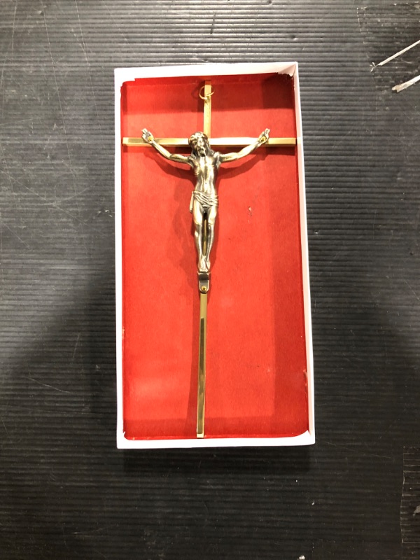 Photo 2 of 10" Wall Cross | Great Gift for Baptism, First Communion, Confirmation, Weddings | Simple Christian Home Décor | Made in the USA (Bronze-tone with Corpus)