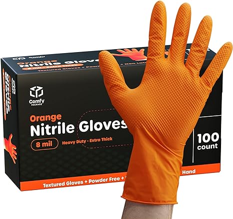 Photo 1 of THE BEST IN PERSONAL SECURITY PRO ART EST 1979 Nitrile Gloves,8 Mil Gloves,Premium Diamond Texture Gloves - Small