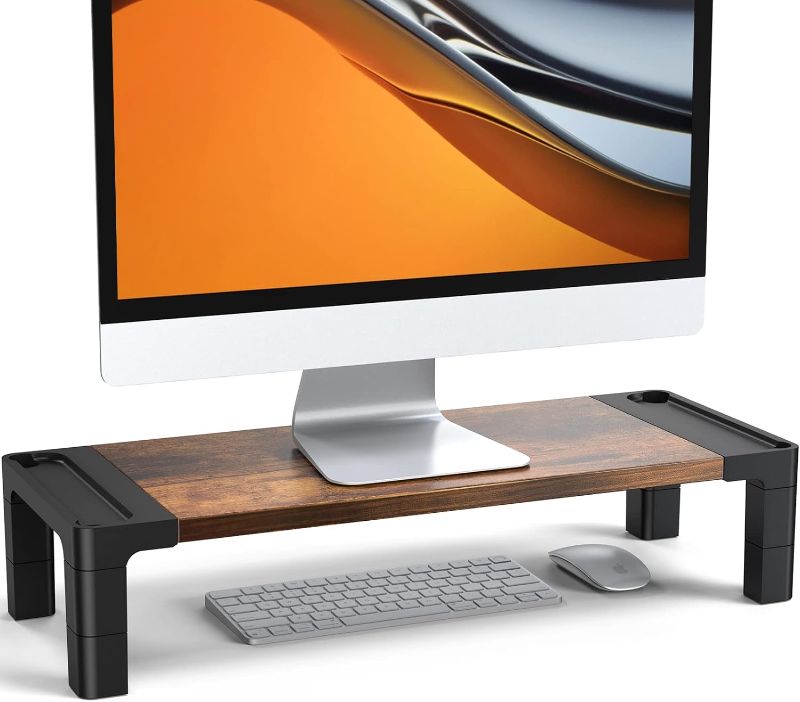 Photo 1 of Monitor Stand Riser, Adjustable Laptop Stand Riser, Height Adjustable Monitor Stand for Laptops, Computers, Printers, iMac, PC, Desktop Ergonomic Monitor Riser for Home & Office,