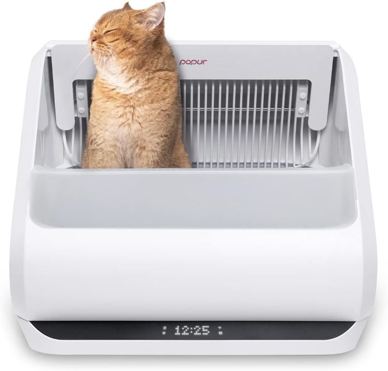 Photo 1 of X5 Self-Cleaning Cat Litter Box - Unique Split System, Open Top, 30-Day Capacity - Automatic Litter Scooping Robot, Odor-Seal Disposable Cardboard Bin, 24 Inch Tray, 33 lbs. Load, 99% Leakproof
