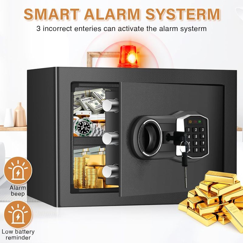 Photo 1 of 1.2 Cub Home Safe Fireproof Waterproof, Digital Home Security Safe Box with Fireproof Money Bag, Digital Keypad and Spare Keys, Small Fireproof Safe for Home Jewellery Money Valuables
