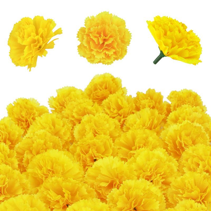 Photo 1 of 30 Pcs Artificial Marigold Flowers, 2inch Silk Marigolds Decoration Set,Yellow Marigold Flowers Decor For Diwali,Indian Festival,Traditional, Backdrop,Parties,DIY Marigold Garlands,Wedding,Bush Floral Yellow-2inch 30