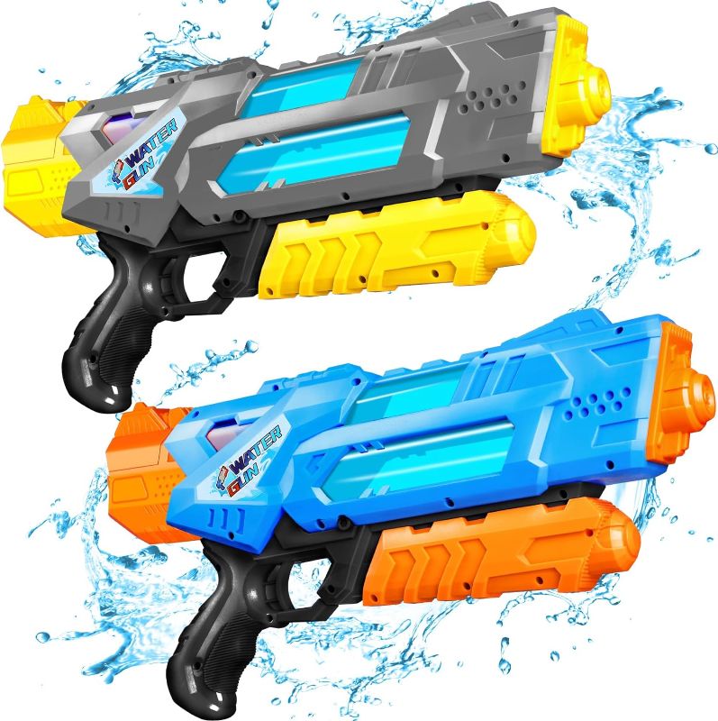 Photo 1 of Quanquer Super Water Guns for Adults Kids - 2 Pack Super Water Blaster Soaker Squirt Water Guns 1200cc with Excellent Range - Gift Toys for Summer Outdoor Swimming Pool Water Fighting Play (Grey Blue)
