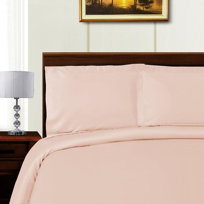 Photo 1 of Superior 600 Thread Count Silky Soft Tencel Blend Wrinkle Free, Button Closure 3 Piece King/California King Duvet Cover Set, Solid Pink
