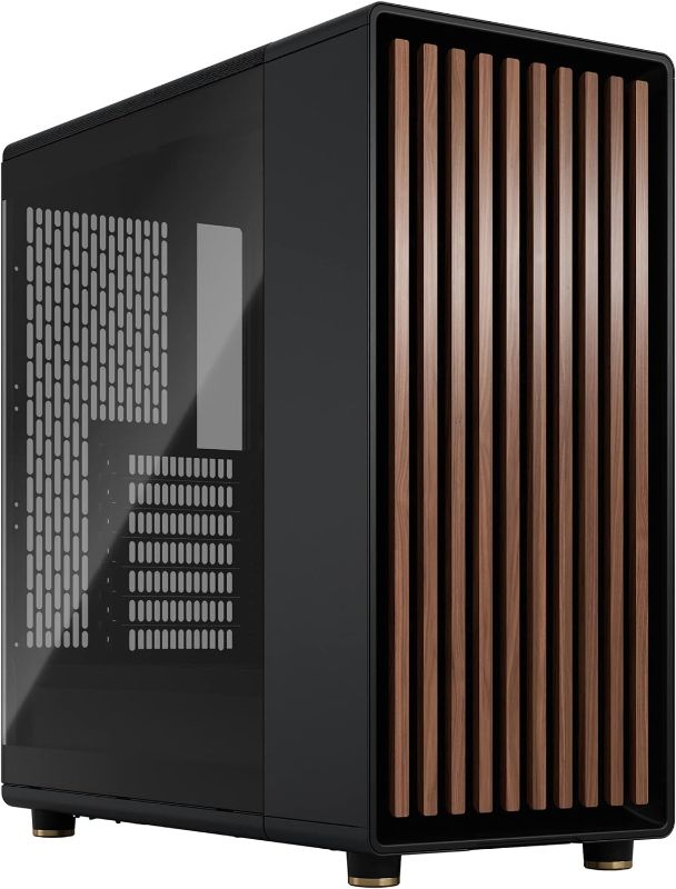 Photo 1 of Fractal Design North Charcoal Black Tempered Glass Dark - Genuine Walnut Wood front - Glass side panel - Two 140mm Aspect PWM fans included - Type C USB - ATX Airflow Mid Tower PC Gaming Case
