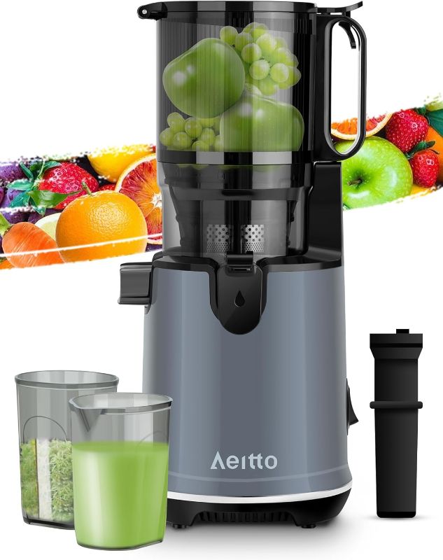 Photo 1 of Aeitto Juicer Machines, Cold Press Juicer with 5.3" Wide Mouth, 250W Whole Fruit Juicer, 1.7L Large Capacity Masticating Juicer for Vegetable and Fruit, High Juice Yield, Easy to Clean with 