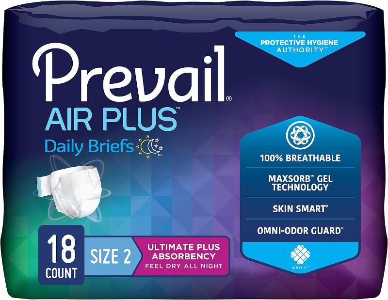 Photo 1 of 4 Pack Prevail Air Plus Daily Brief - Size 2 - Breathability - Ultimate Absorbency - 18 Count
