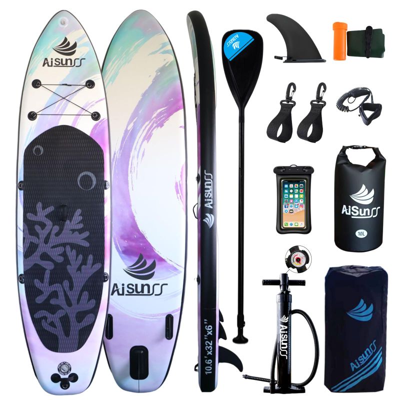 Photo 1 of Inflatable Stand Up Paddle Boards with Premium SUP Paddle Board Accessories, 10L Waterproof Dry Bag Wide Stable Design, Non-Slip Comfort Deck for Youth & Adults (10.6'x32 x6)