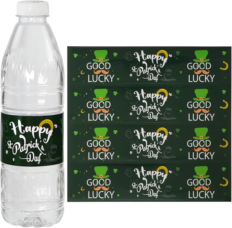 Photo 1 of 120PCS St Patricks Day Decorations Accessories Water Bottle Labels, 8.7" x 2" Saint Patrick's Day Stickers Lucky Shamrock Clover Labels, St Patricks Party Decal for Irish Festival, Saint Paddy's Day